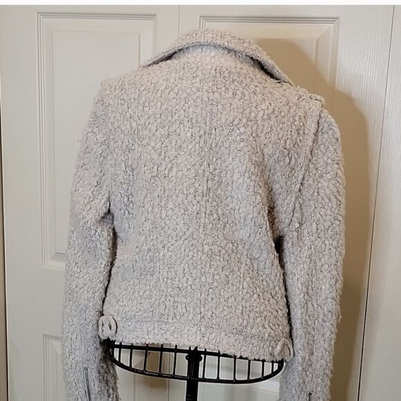 Anthropologie Elevensus Label  Cream Boucle Moto Jacket Size Small - Picture 5 of 10